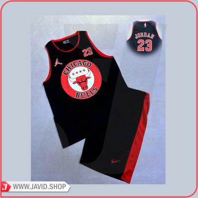 ست حلقه ای شلوارک طرح بسکتی شیکاگو بولزـمشکی